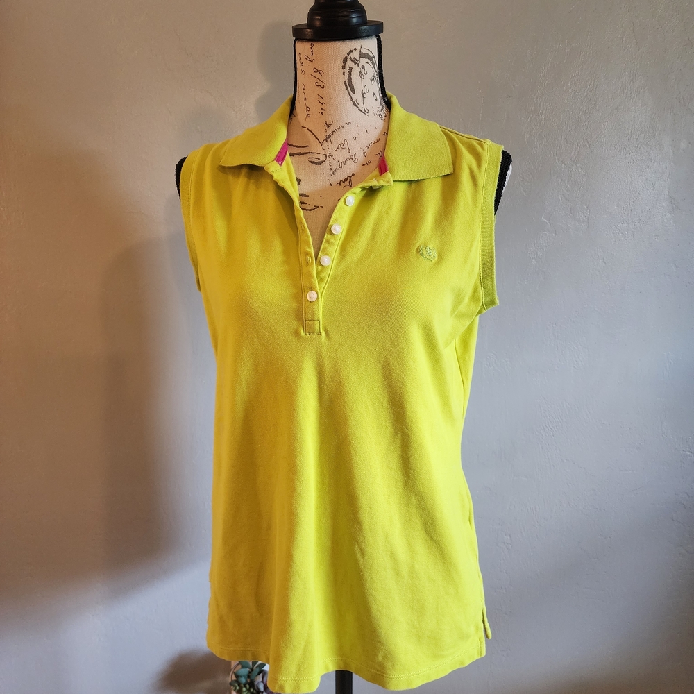 Izod Women's Bright Green Sleeveless Polo Top